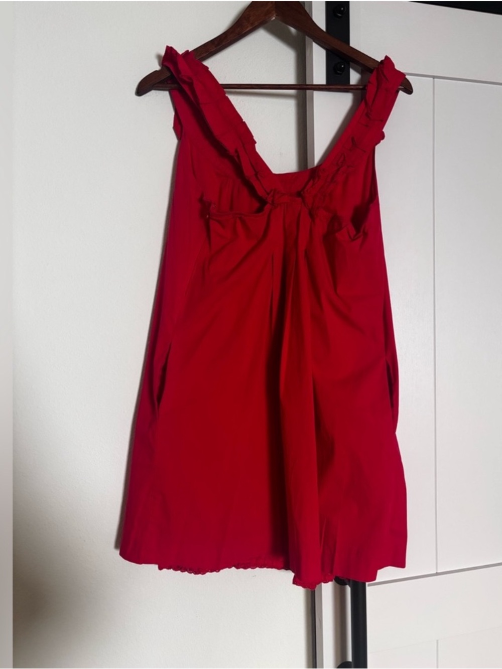 Women’s Red Ruffle-Trim Mini Dress - Picture 2 of 3